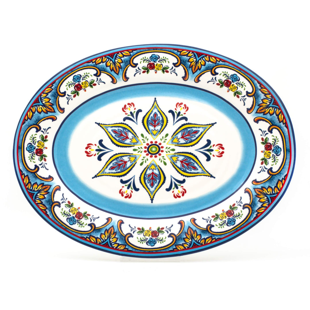 Euro Ceramica Zanzibar Collection 18-Inch Large Oval Platter|Serving Tray|Turkey