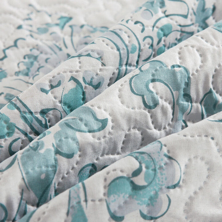 3 Piece King Size with Pillow Shams Blue Flower Floral French Country Microfiber - Diamond Home USA