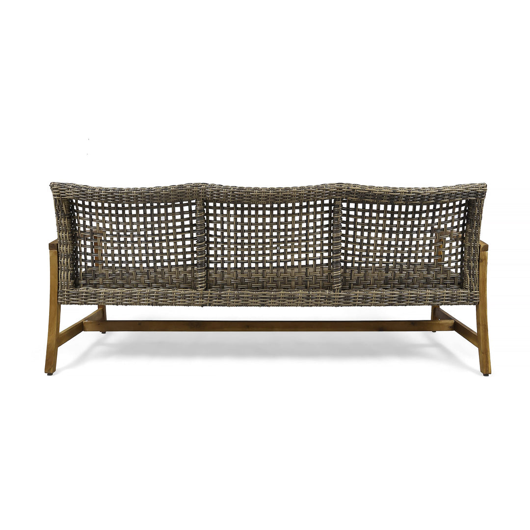 Christopher Knight Home Marcia Outdoor Wood Sofa Wicker 75.50 x 31.00 x 31.50 gray, natural stained finish - Diamond Home USA