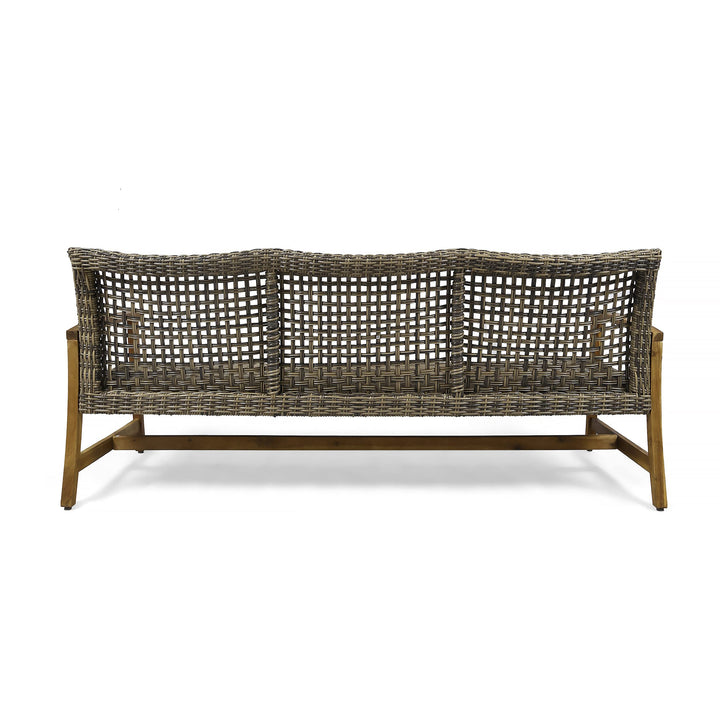 Christopher Knight Home Marcia Outdoor Wood Sofa Wicker 75.50 x 31.00 x 31.50 gray, natural stained finish - Diamond Home USA