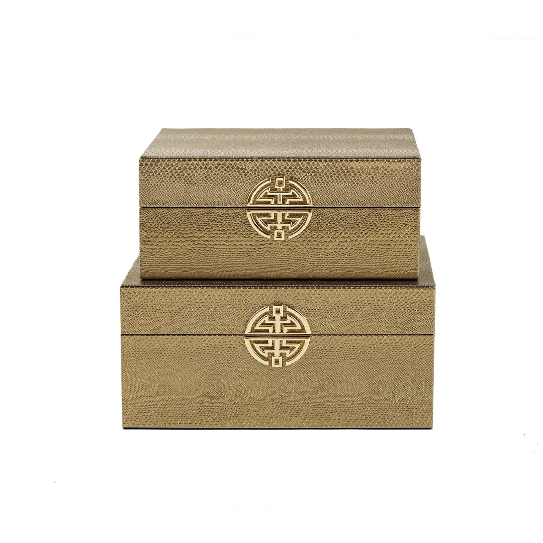 Nesting Boxes Set Of 2 Bronze/gold Brown Gold Transitional Mdf Bronze Finish - Diamond Home USA