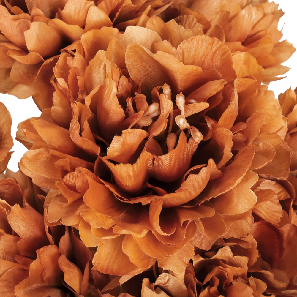 Set of 2 Brown Cafe Artificial Lush Hybrid Peony Flower Stem Bush Bouquet 7in - Diamond Home USA