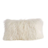SARO LIFESTYLE 100% Wool Mongolian Lamb Fur Throw Pillow with Poly Filling 12" x 12"x20" - Ivory