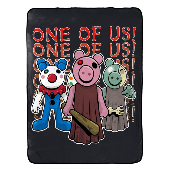 Piggy One of Us Silk Touch Throw 46x60 Black Novelty Casual Boys Licensed - Diamond Home USA