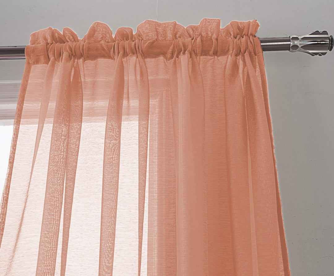 RT Designers Collection Celine Sheer 54 x 90 in. Rod Pocket Curtain Panel Coral - Diamond Home USA