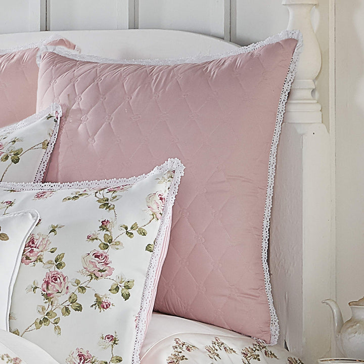 Rosemary Euro Sham Pink Floral Country Farmhouse Vintage Polyester Single - Diamond Home USA