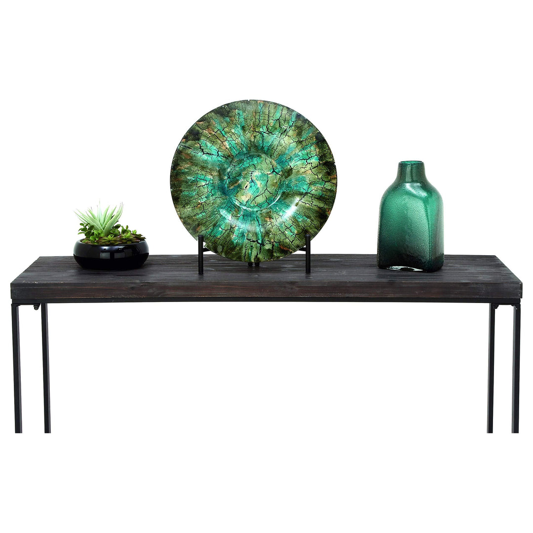 Shades Of Green Glass Decorative Charger Plate And Stand Casual Traditional - Diamond Home USA