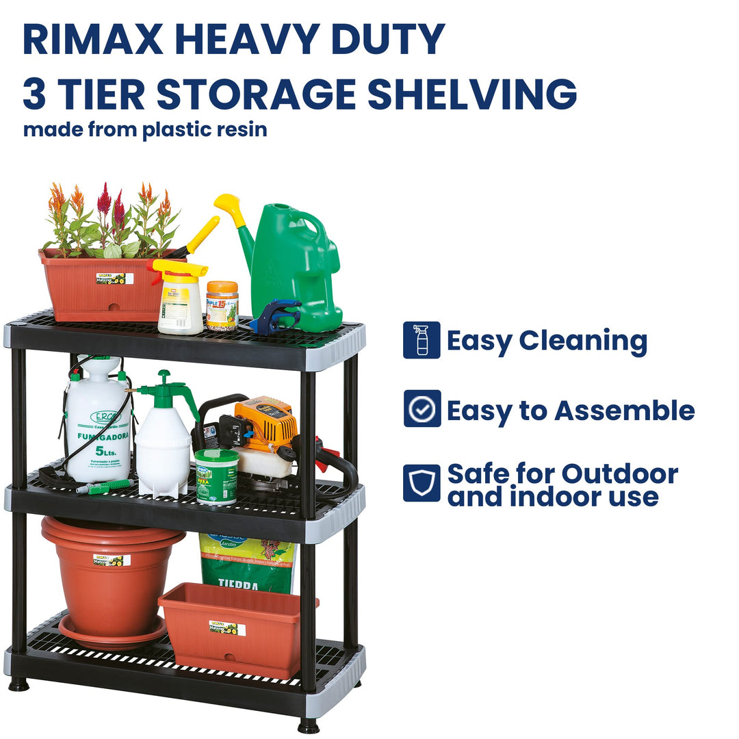 Rimax 3 Shelf Heavy Duty Storage Rack Black - Diamond Home USA