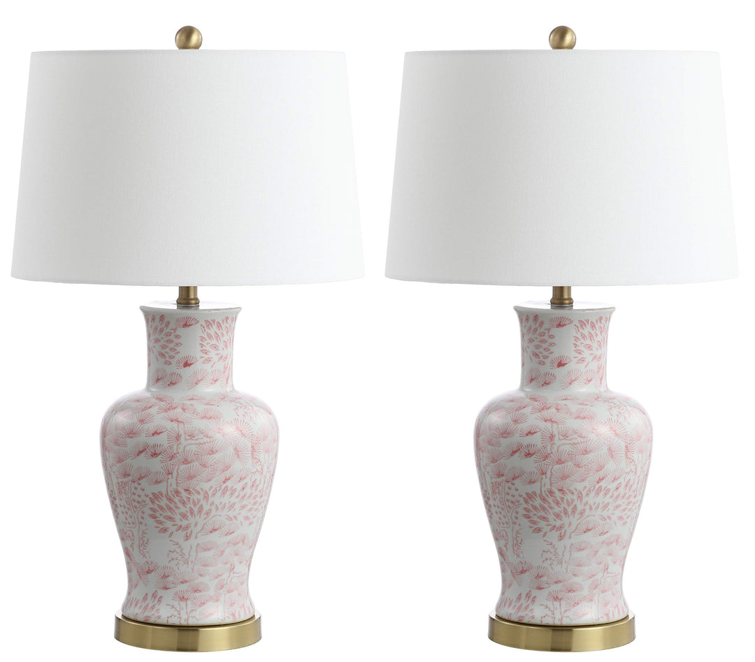 SAFAVIEH Lighting Collection Calli Pink/ White Chinoiserie 28-inch Bedroom - Diamond Home USA