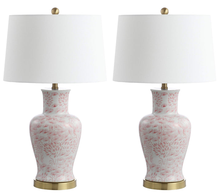 SAFAVIEH Lighting Collection Calli Pink/ White Chinoiserie 28-inch Bedroom - Diamond Home USA