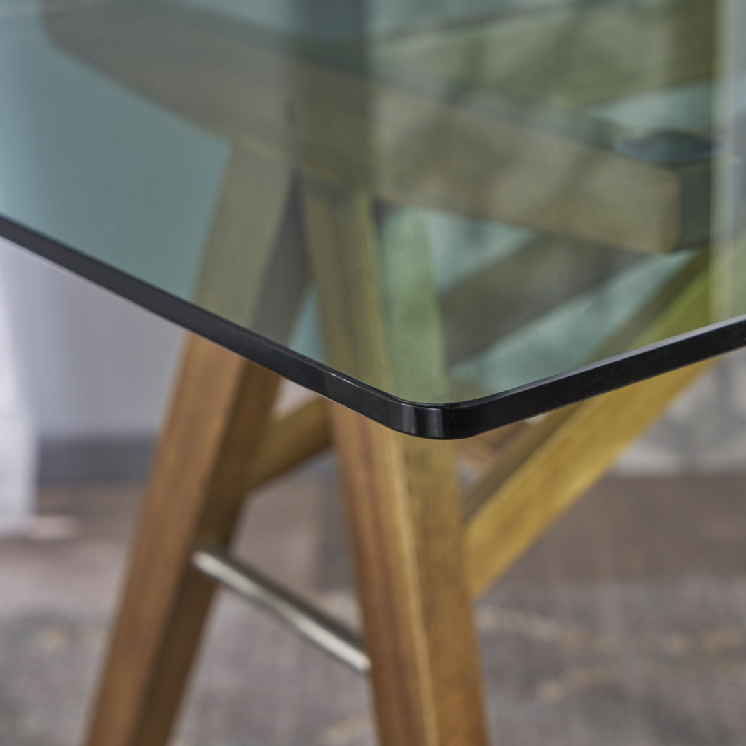 Christopher Knight Home Camila Mid-Century Tempered Glass Desk with Acacia - Diamond Home USA
