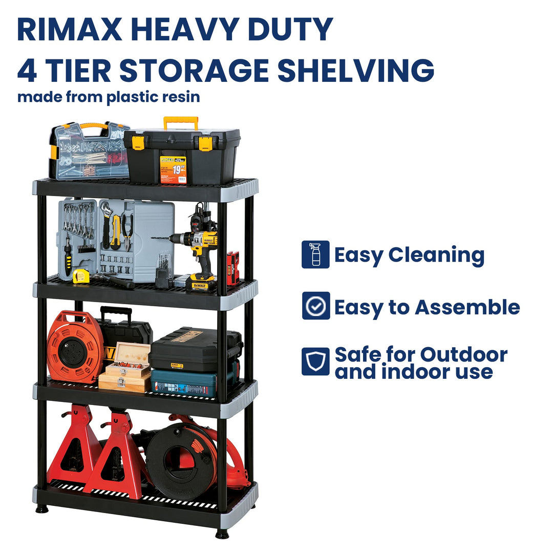 Rimax 9493 4 Shelf Storage Rack Black - Diamond Home USA