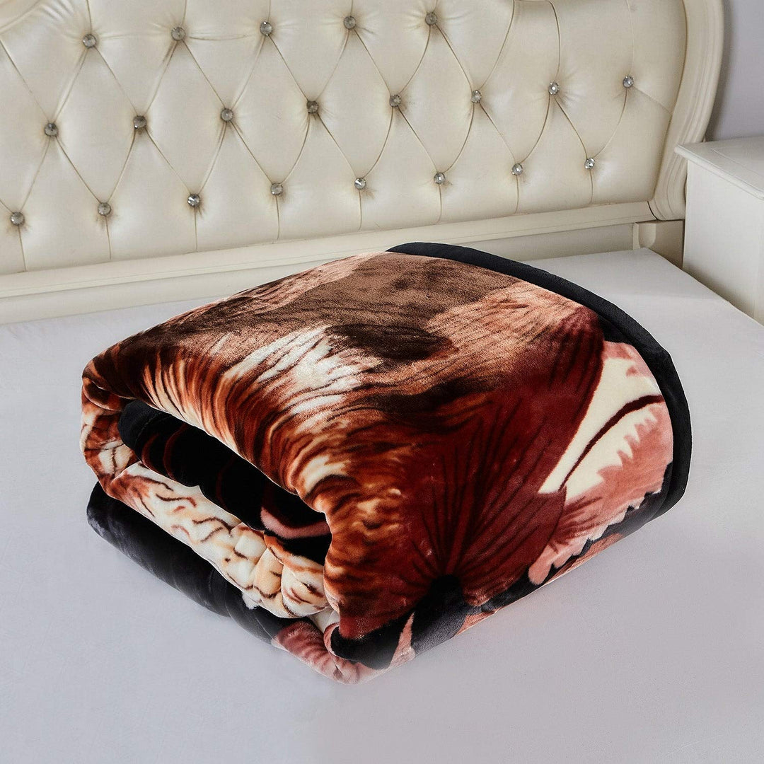 Wolf Printed Winter Heavy Blanket 10lbs Plush Korean Style King Size Black - Diamond Home USA