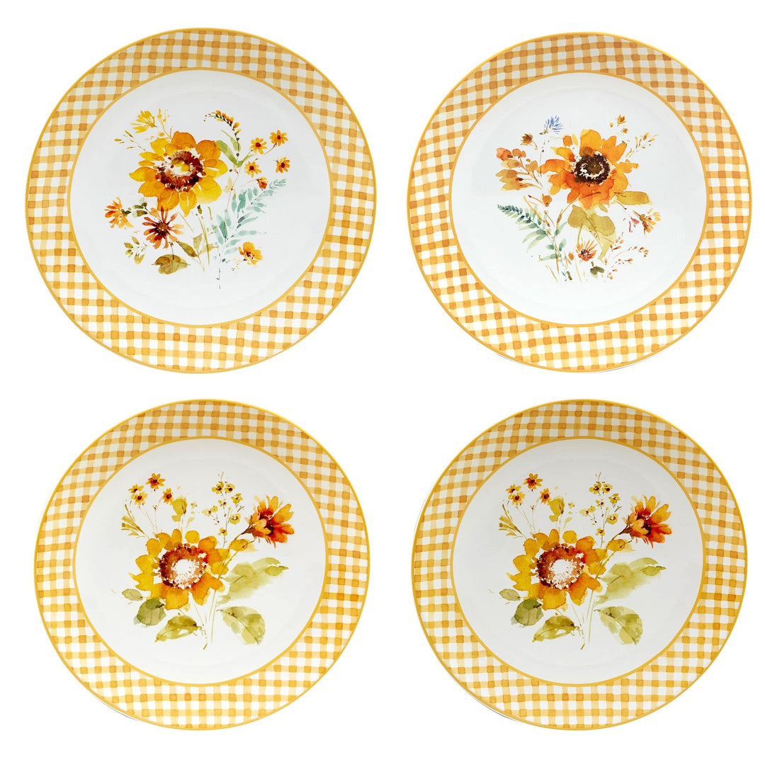 16-piece Dinnerware Set Service For 4 Multi Color White Yellow Floral Casual - Diamond Home USA