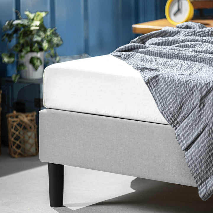 ZINUS Curtis Upholstered Platform Bed Frame / Mattress Foundation / Wood Slat Light Grey - Queen