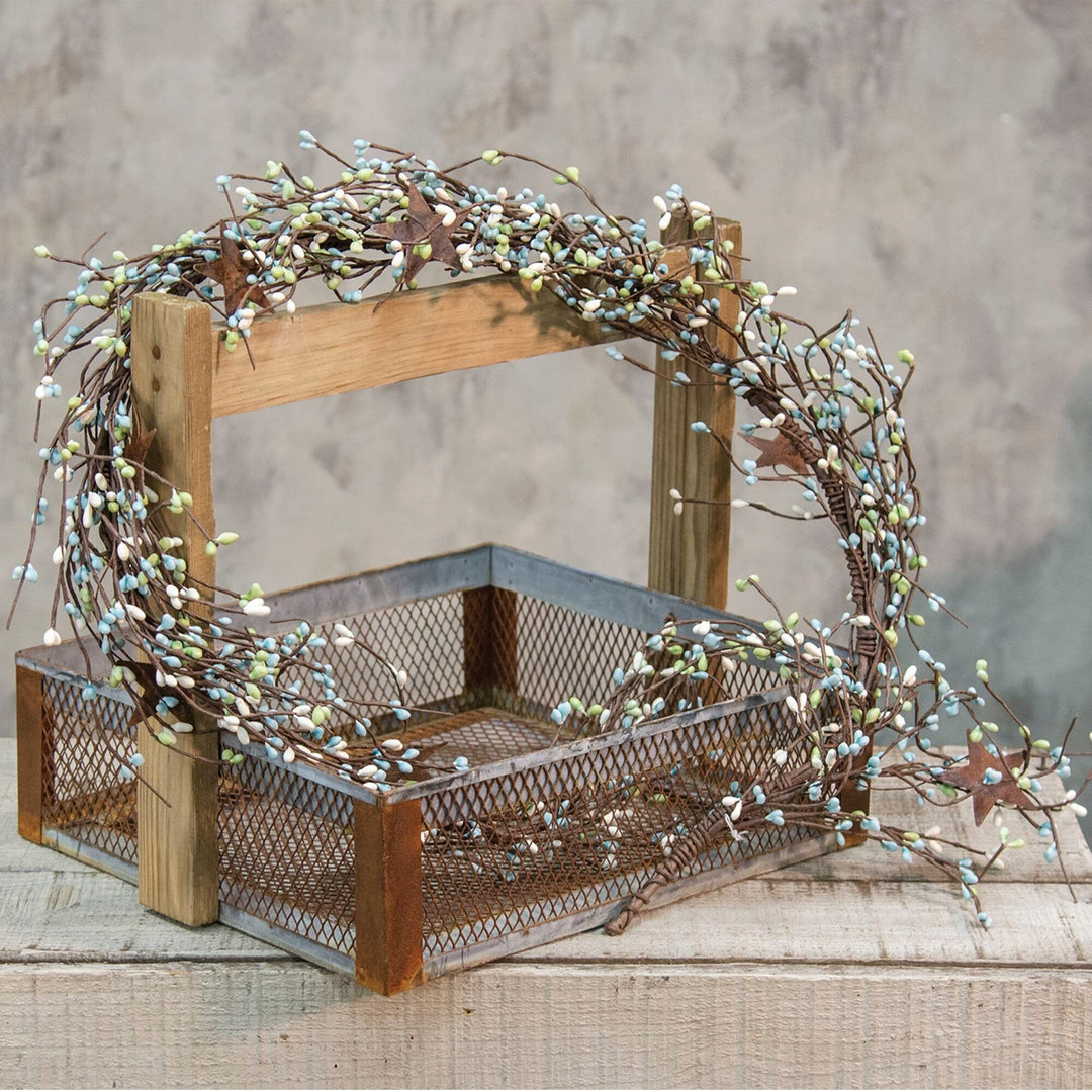Pip Berry Garland with Stars Seabreeze 40" Blue/White/Green 40 Inches Un-lit - Diamond Home USA