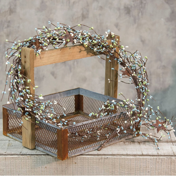 Pip Berry Garland with Stars Seabreeze 40" Blue/White/Green 40 Inches Un-lit - Diamond Home USA