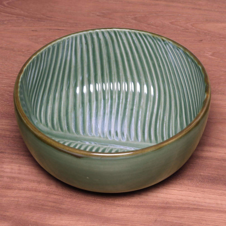 Handmade Banana Vibes Ceramic Serving Bowl (9 Inch) Green 1 Piece - Diamond Home USA
