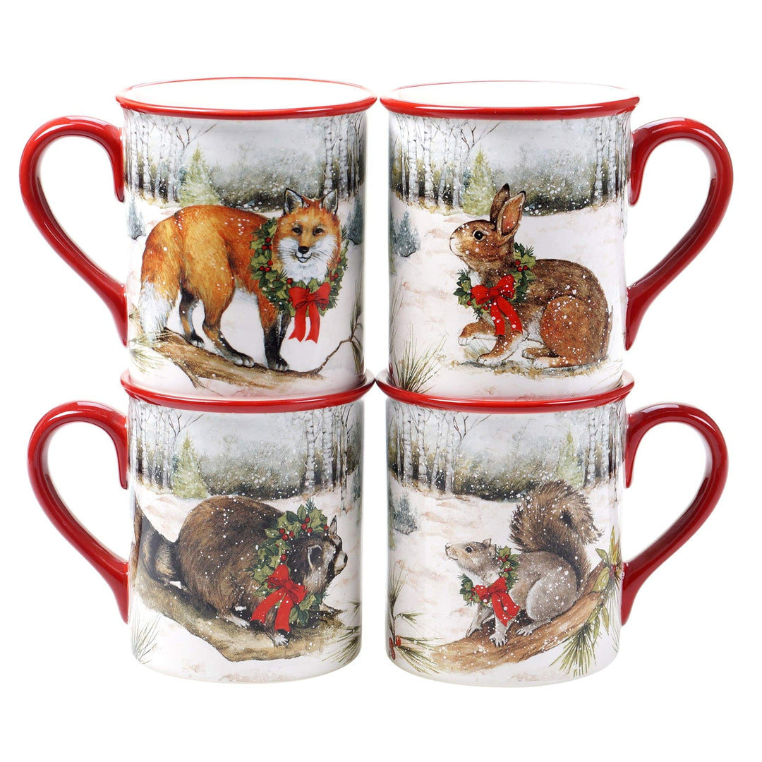 Winter Forest 16-Piece Dinnerware Set Service for 4 Brown Green Multi Color - Diamond Home USA