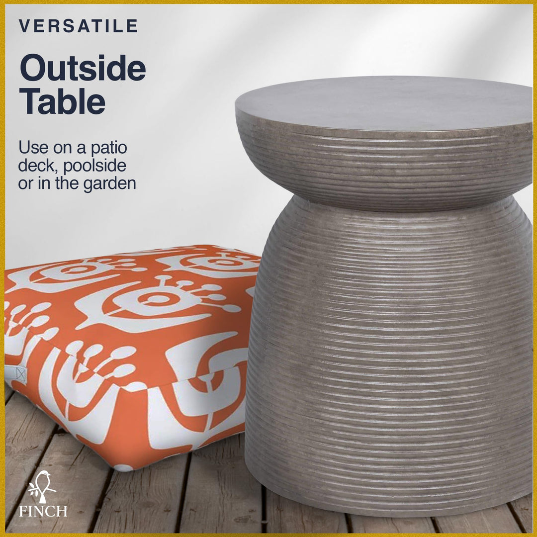 Finch Clayton Cement Pedestal Side Indoor/Outdoor End Plant Stand Stool and - Diamond Home USA