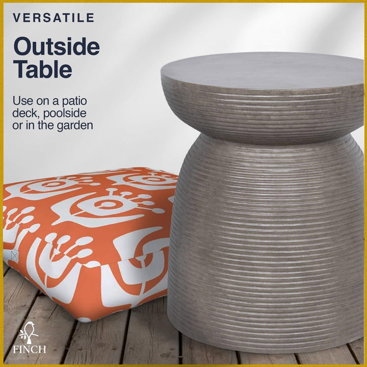 Finch Clayton Cement Pedestal Side Indoor/Outdoor End Plant Stand Stool and - Diamond Home USA