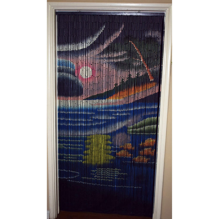 Handmade Beach Bamboo Beaded Curtain Multi Color Nature Wood - Diamond Home USA