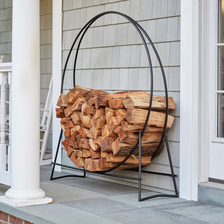 Uniflame W-1889 Black Finish 48 in. Diameter Tubular Firewood Log Hoop Rack - Diamond Home USA