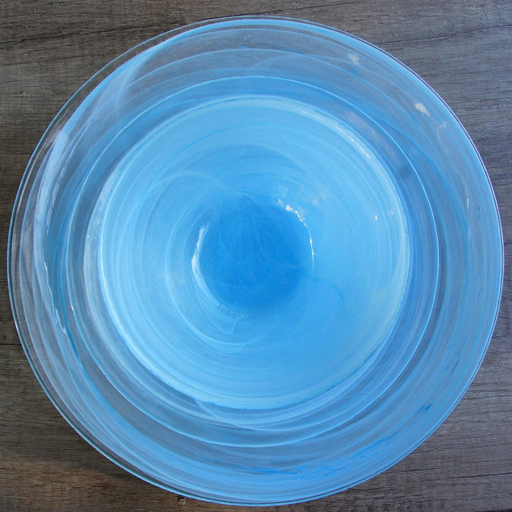 Red Pomegranate NUAGE 12 PCS. DINNERWARE SET BLUE aqua 11" 8" 6.5"" (0808-6) blue/white - Diamond Home USA