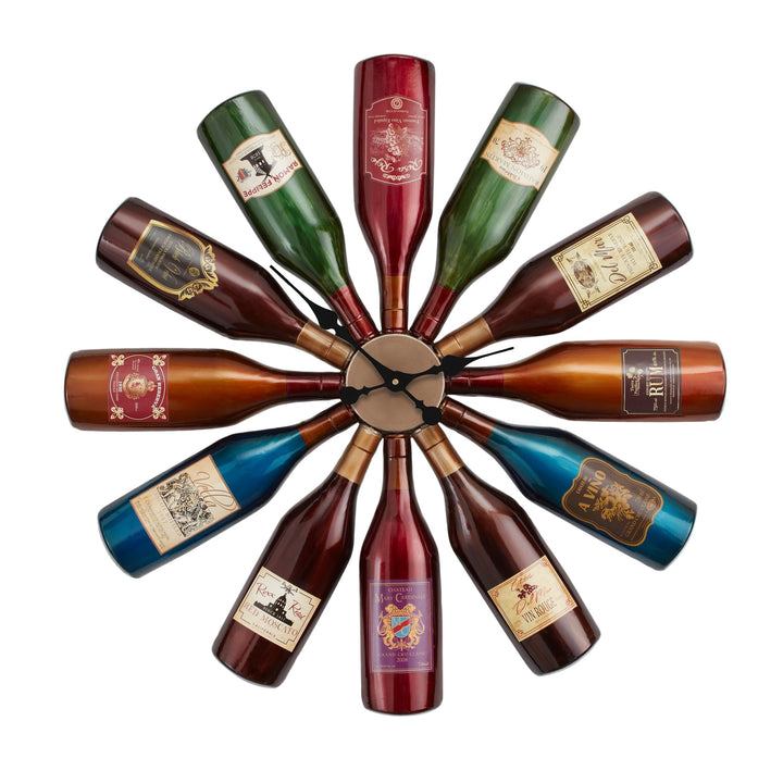 Iron Wine Bottle Wall Clock Multi Color 1 Piece