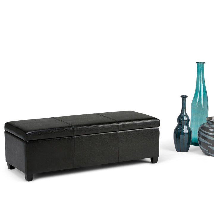 SIMPLIHOME Avalon 48 Inch Wide Contemporary ectangle Storage Ottoman Bench in