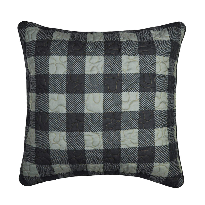 Bear Walk Plaid UCC Check Decorative Pillow Green Cabin Lodge Polyester