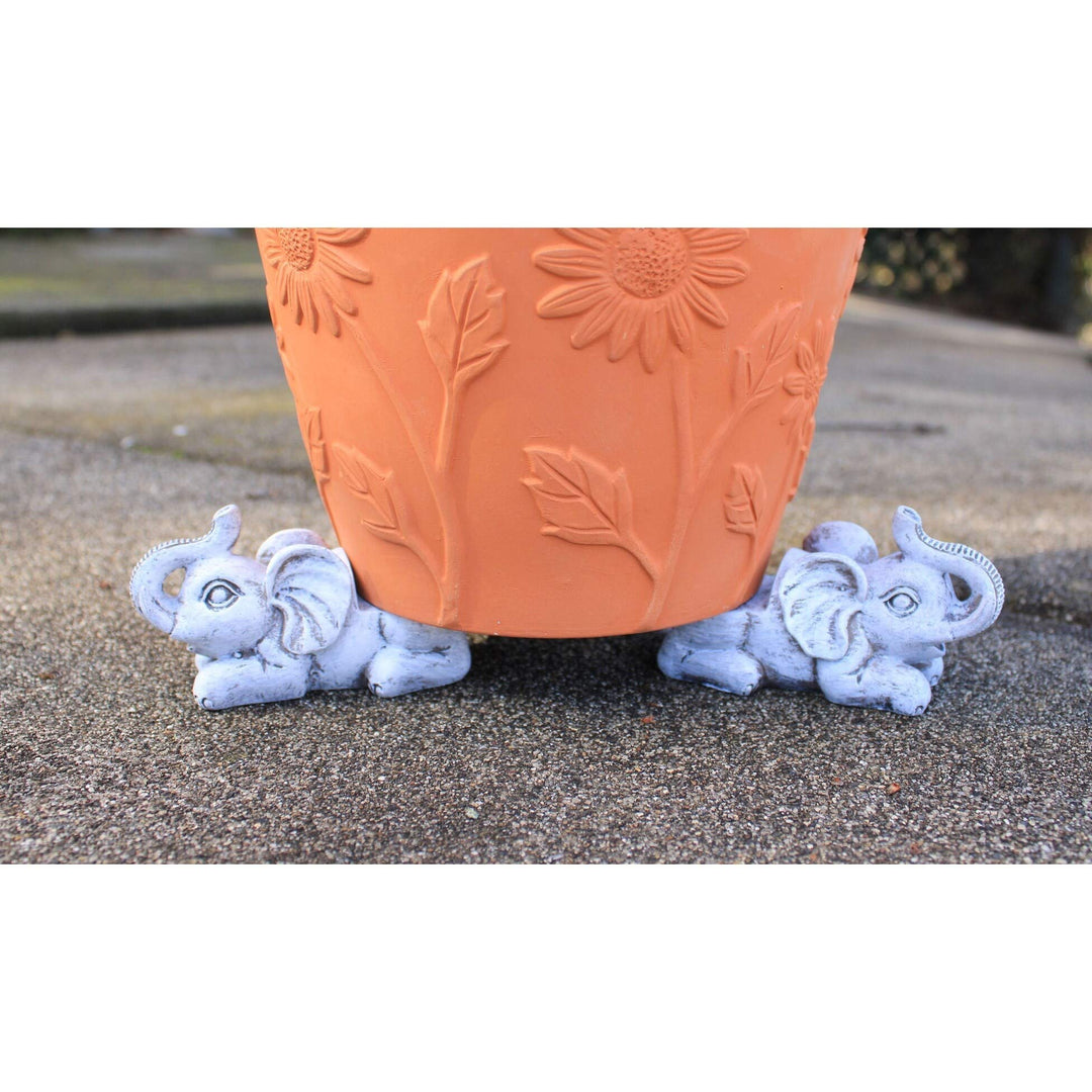 Set of 3 Poly Resin Elephant Shaped Pot Feet Or Planter Risers Off/White Country - Diamond Home USA