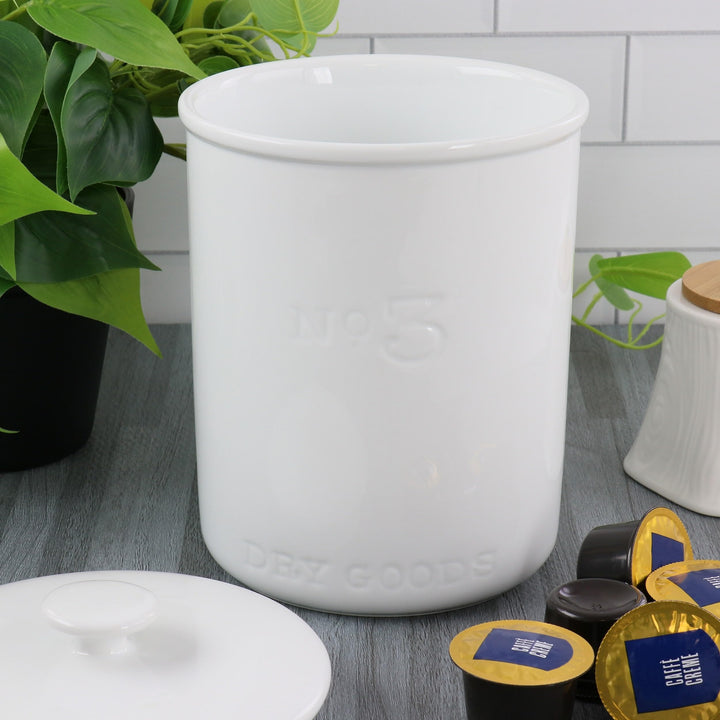 68 Ounce Porcelain Dry Goods Canister With Air Tight Lid In White - Diamond Home USA