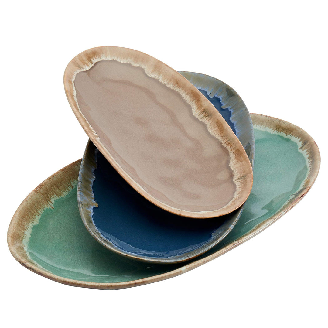 Tabletops Gallery Assorted Tuscon Serving Platters Set Of 3 Multi Color Solid