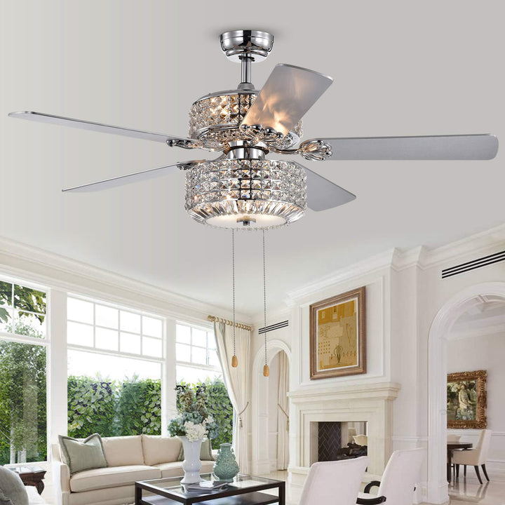 Warehouse of Tiffany Walter Dual Lamp Chrome 52-inch Lighted Ceiling Fan w - Diamond Home USA