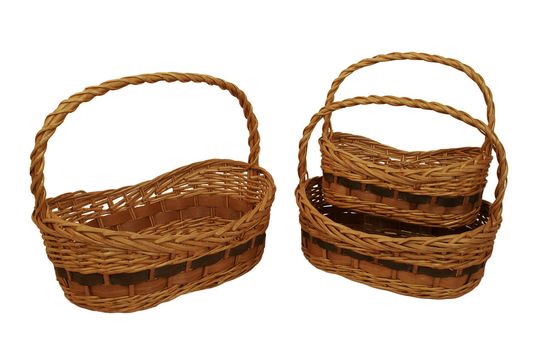 Wald Imports Brown Willow & Woodchip Decorative Nesting Storage Baskets Set of 3 - Diamond Home USA