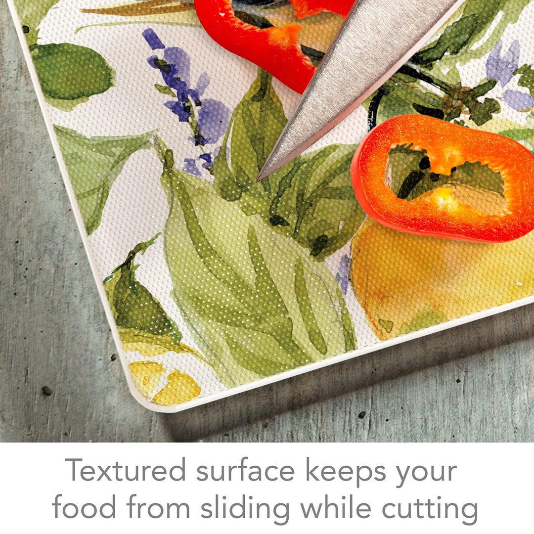 Tempered Glass Counter Saver/Cutting Board Watercolor Lemons 15" X 12" Multi - Diamond Home USA