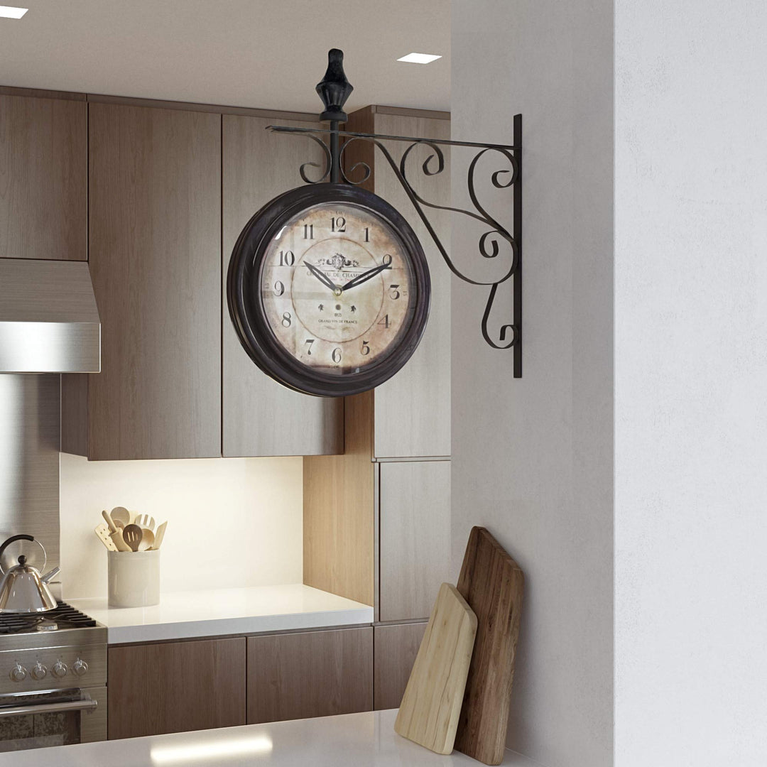 Yosemite Home Decor Double Sided Iron Wall Clock Multicolor - Diamond Home USA