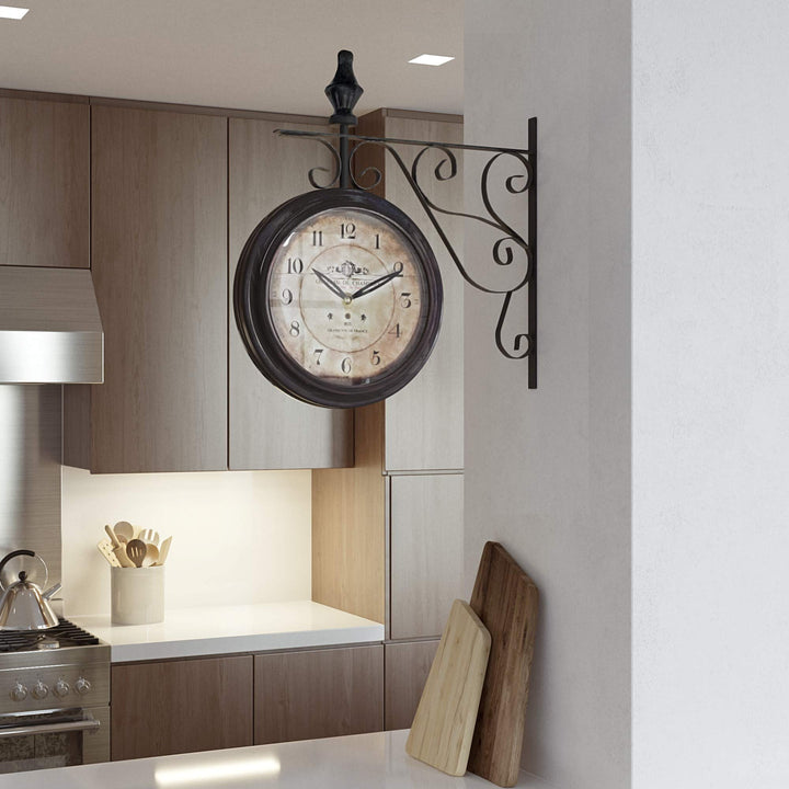 Yosemite Home Decor Double Sided Iron Wall Clock Multicolor - Diamond Home USA