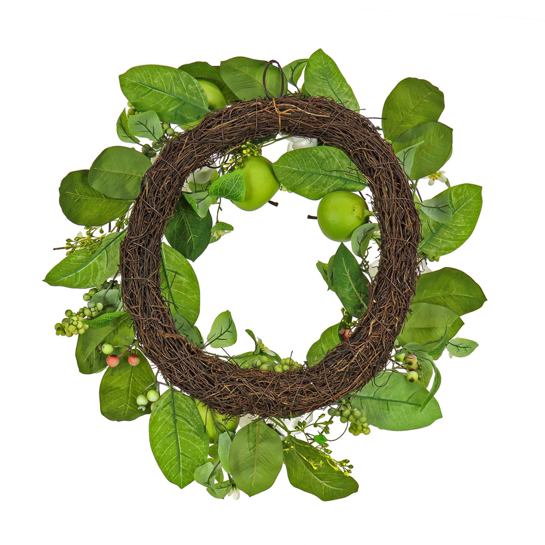 24" Rose and Apples Wreath Green Traditional Polyester Unlit - Diamond Home USA