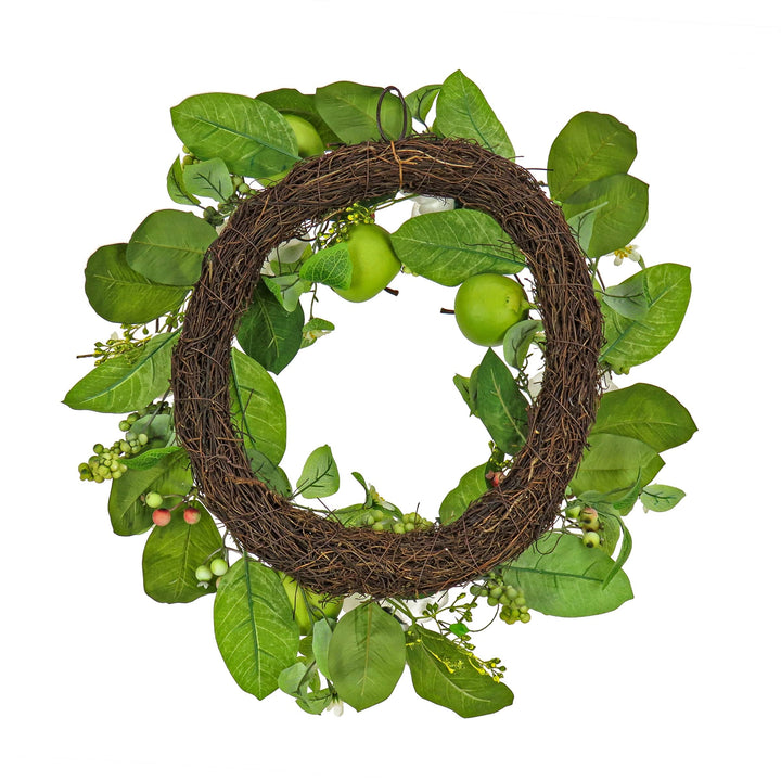 24" Rose and Apples Wreath Green Traditional Polyester Unlit - Diamond Home USA