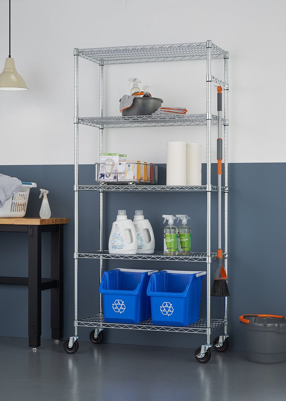 TRINITY Ecoorage Heavy Duty 5-Tier Adjustable Wire Shelving with Wheels and - Diamond Home USA