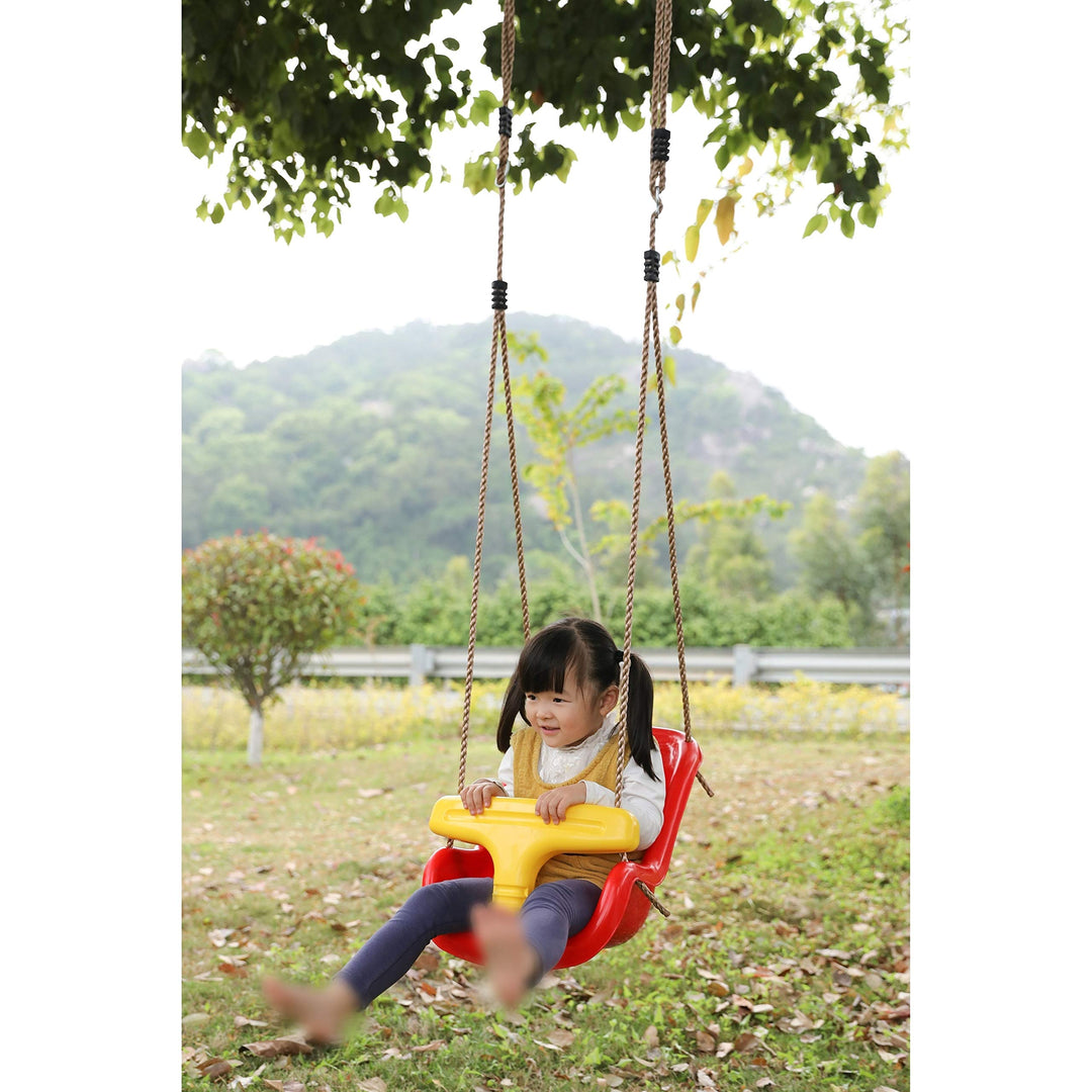 Red Plastic Baby and Toddler Swing Seat with Hanging Ropes Swings - Diamond Home USA