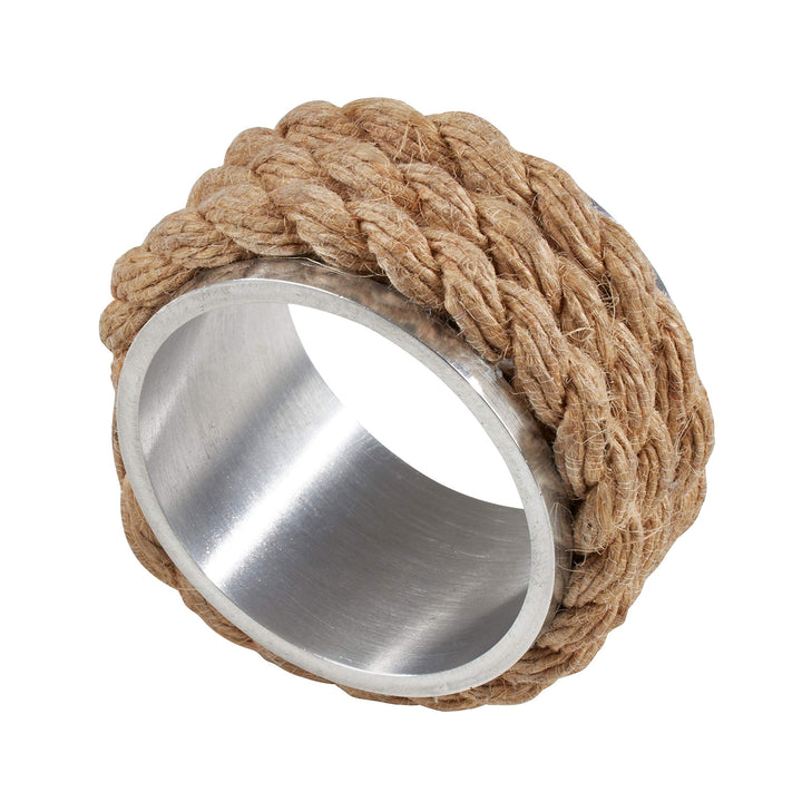 Rope Design Aluminum Napkin Rings (Set of 4) Tan Casual Modern Contemporary