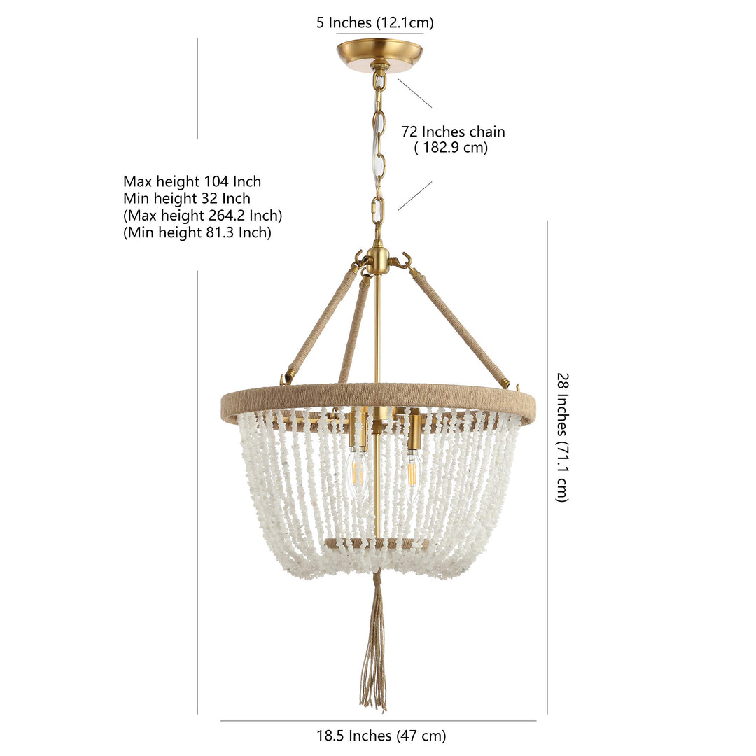 Safavieh PND4083A Cydney Bohemian Adjustable Stone Brown Rope Tassel 3-Light - Diamond Home USA