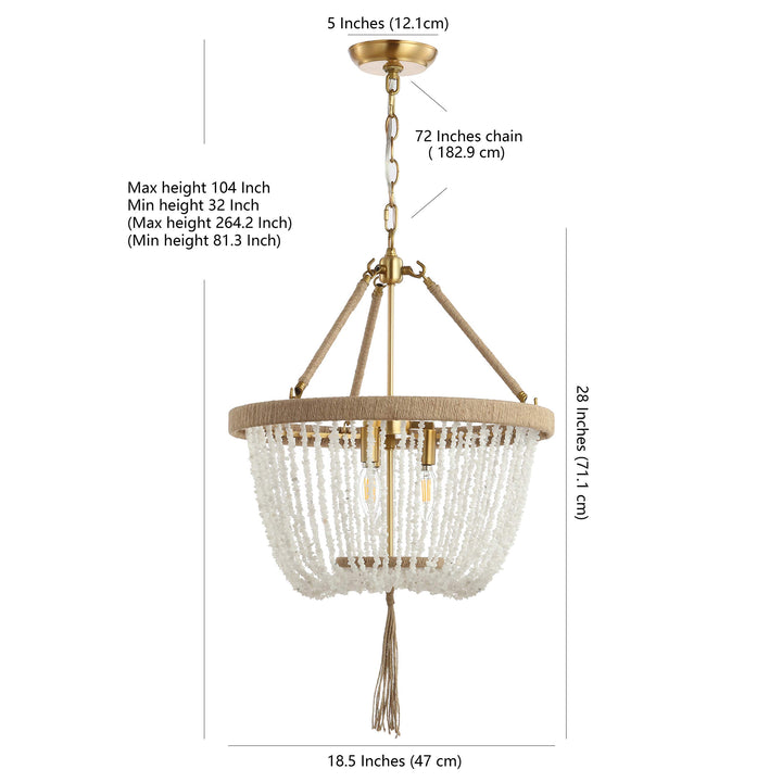 Safavieh PND4083A Cydney Bohemian Adjustable Stone Brown Rope Tassel 3-Light - Diamond Home USA