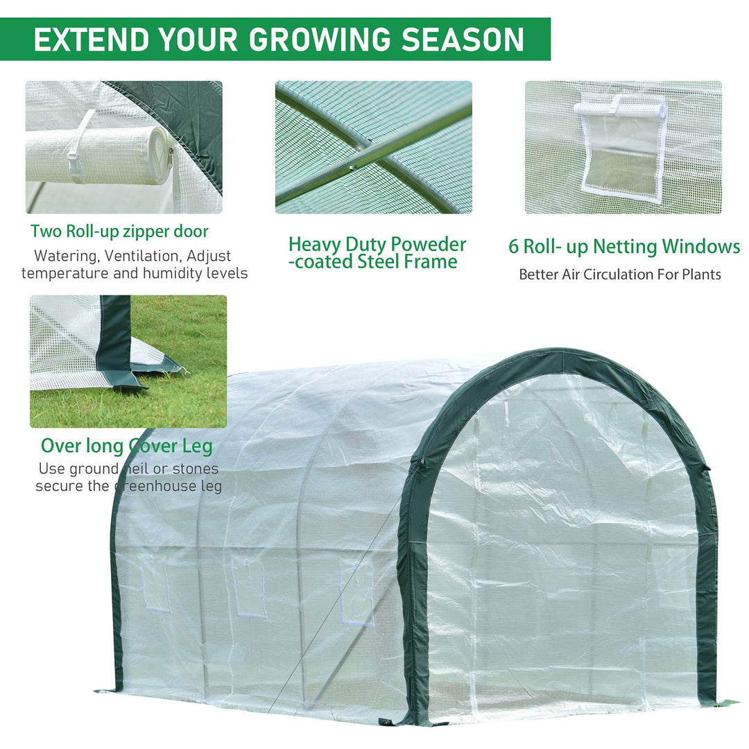 Aoodor Patio Greenhouse Walk-in Tunnel 12ft. x 7ft. x 7ft. Heavy Duty Frame 2 - Diamond Home USA