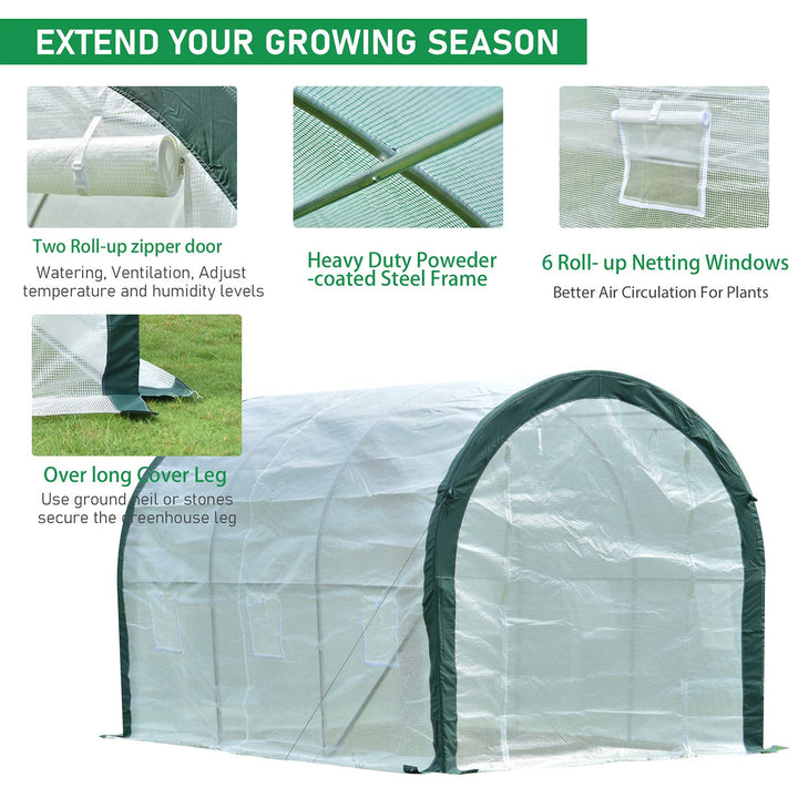 Aoodor Patio Greenhouse Walk-in Tunnel 12ft. x 7ft. x 7ft. Heavy Duty Frame 2 - Diamond Home USA