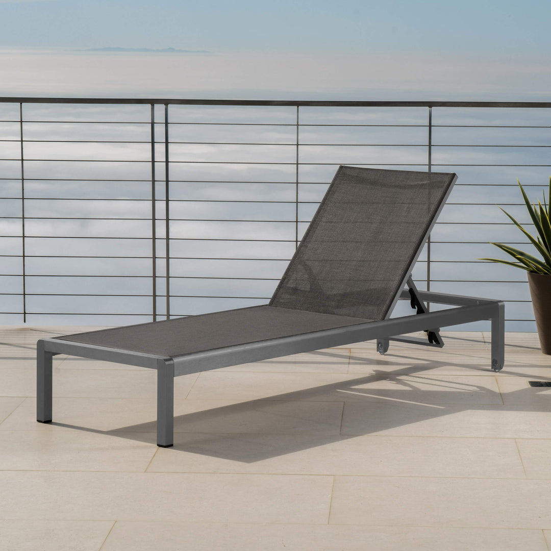 Christopher Knight Home Cape Coral Outdoor Aluminum Chaise Lounge with Mesh Seat - Diamond Home USA