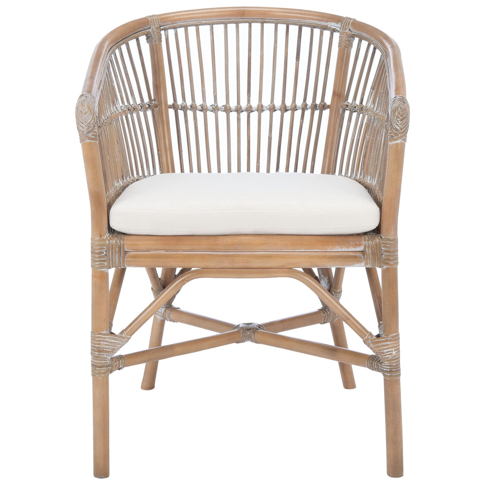 Coastal Rattan Accent Chair with Cushion 22.6" W X 24" L 30.7" H White Solid - Diamond Home USA